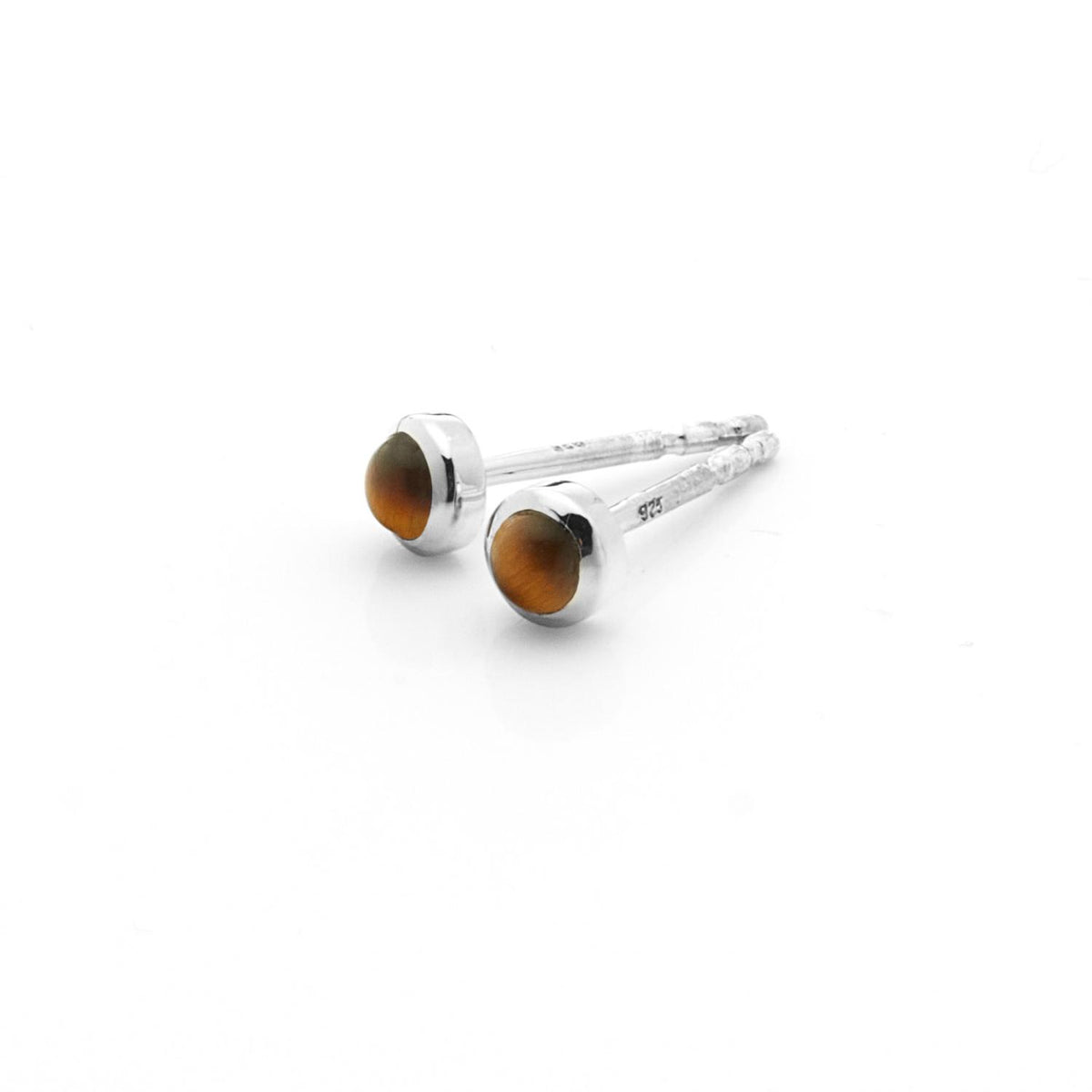 Silk & Steel Jewellery Superfine Mini Tiger's Eye Studs Silver