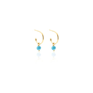 Silk & Steel Jewellery Superfine Mini Gold + Turquoise Hoops