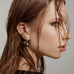 Silk & Steel Jewellery Soirée Ear Cuff - Black CZ + Gold