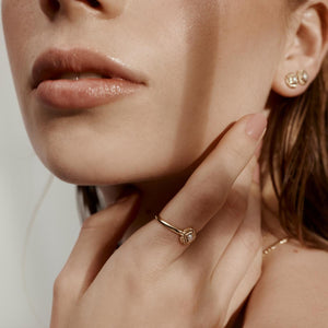 Silk & Steel Jewellery Petite Perle Ring - Pearl + Gold