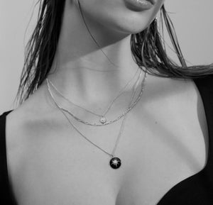 Silk & Steel Jewellery Noire Necklace – Black Enamel + Silver