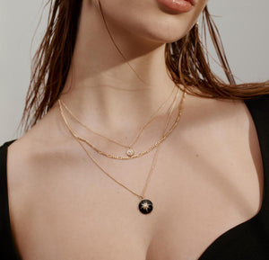 Silk & Steel Jewellery Noire Necklace – Black Enamel + Gold