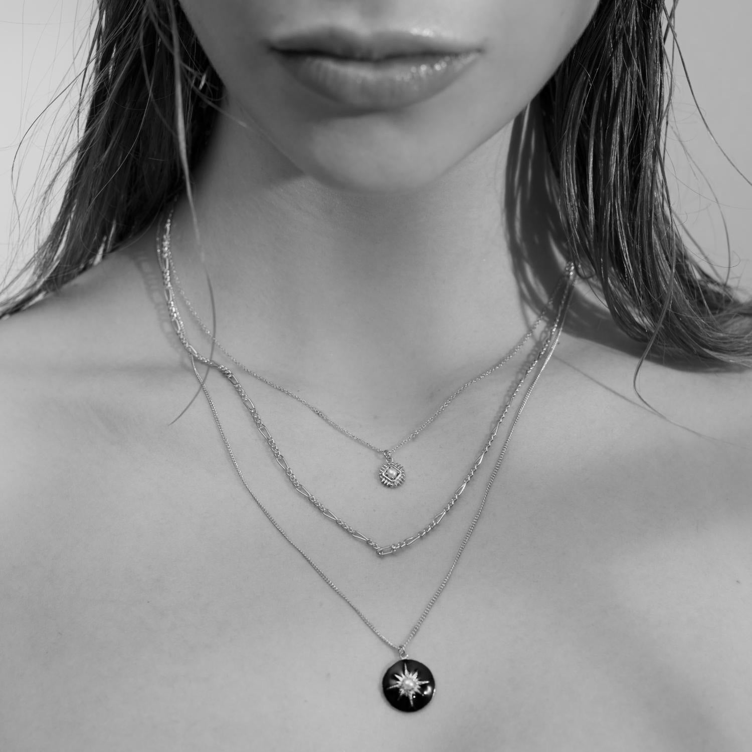 Silk & Steel Jewellery Figaro Fine Necklace - Silver
