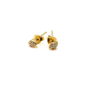 Silk &Steel Petite Petal Studs Gold Sterling Silver with Clear Cubic Zirconias