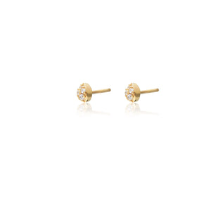 Silk &Steel Petite Petal Studs Gold Sterling Silver with Clear Cubic Zirconias