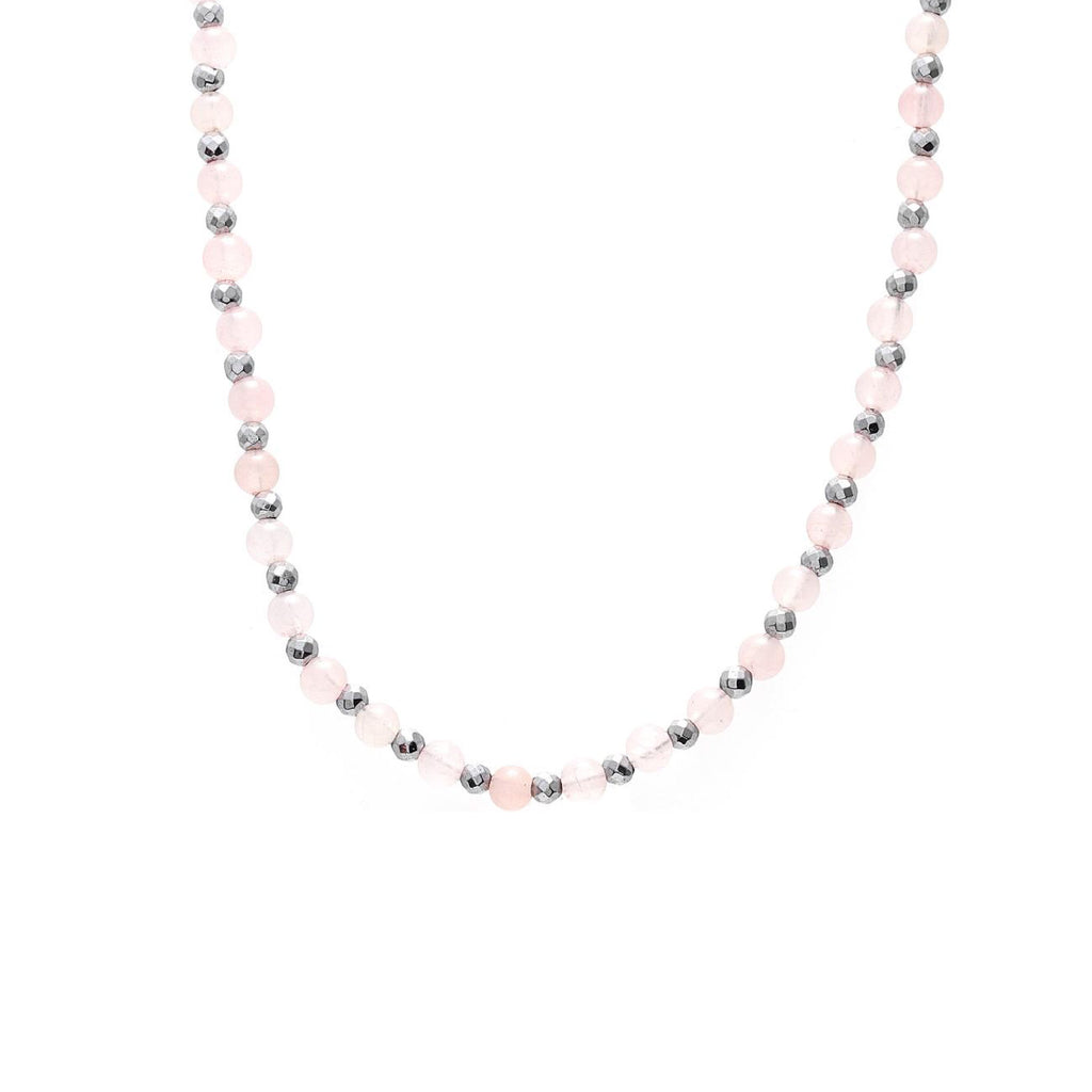 Silk & Steel Jewellery Rose Necklace Rose Quartz + Silver