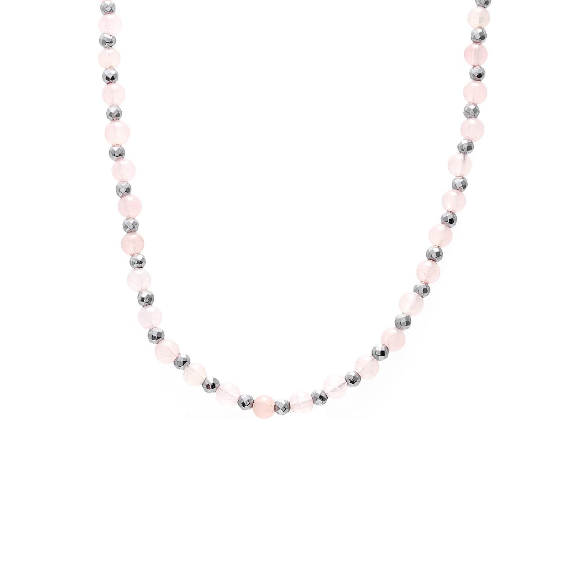Silk & Steel Jewellery Rose Necklace Rose Quartz + Silver
