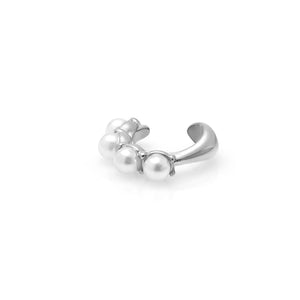 Silk & Steel Siren ear cuff with pearls in silver stainless steel.
