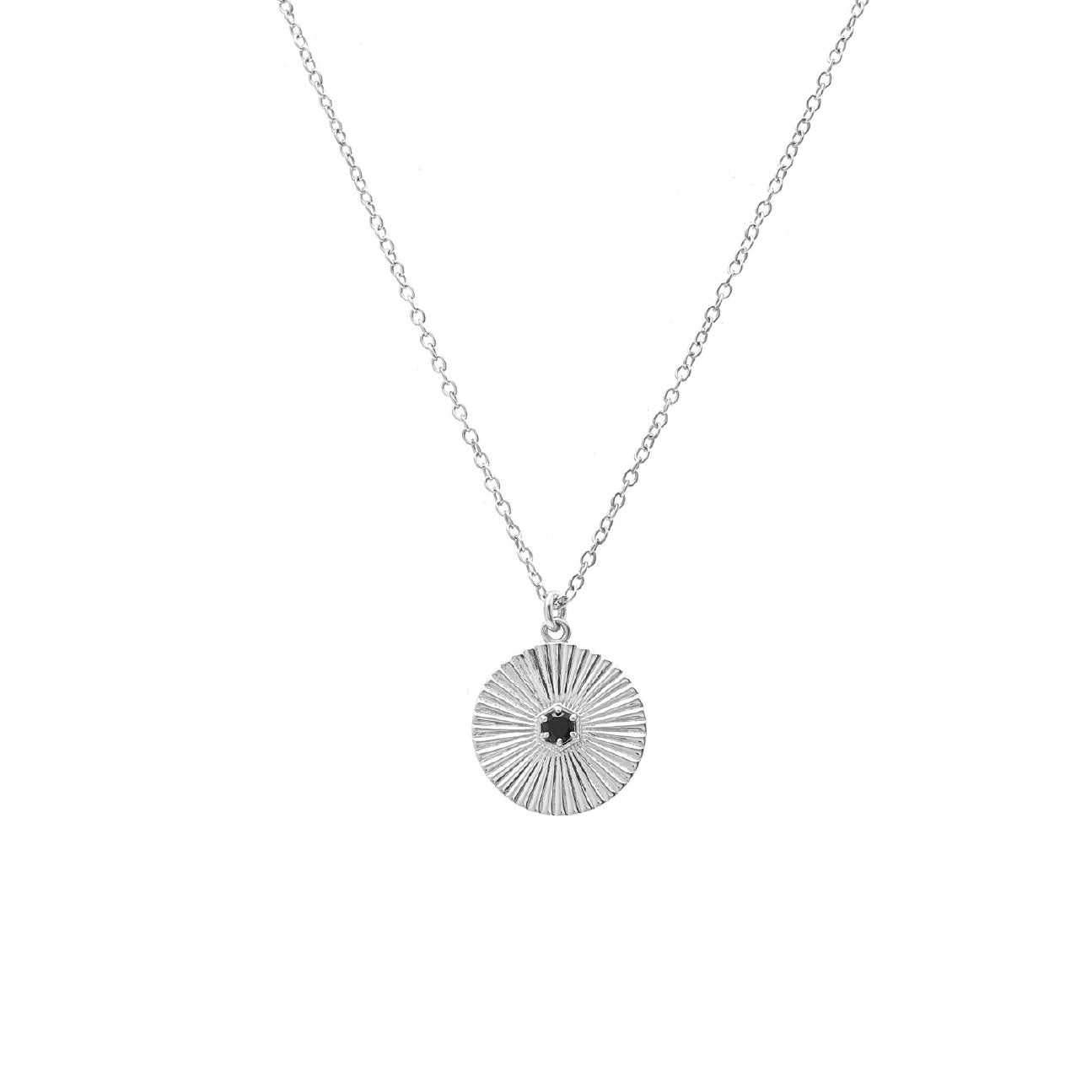 Silk & Steel Solace Necklace with black spinel in rhodium-plated sterling silver