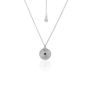 Silk & Steel Solace Necklace with black spinel in rhodium-plated sterling silver