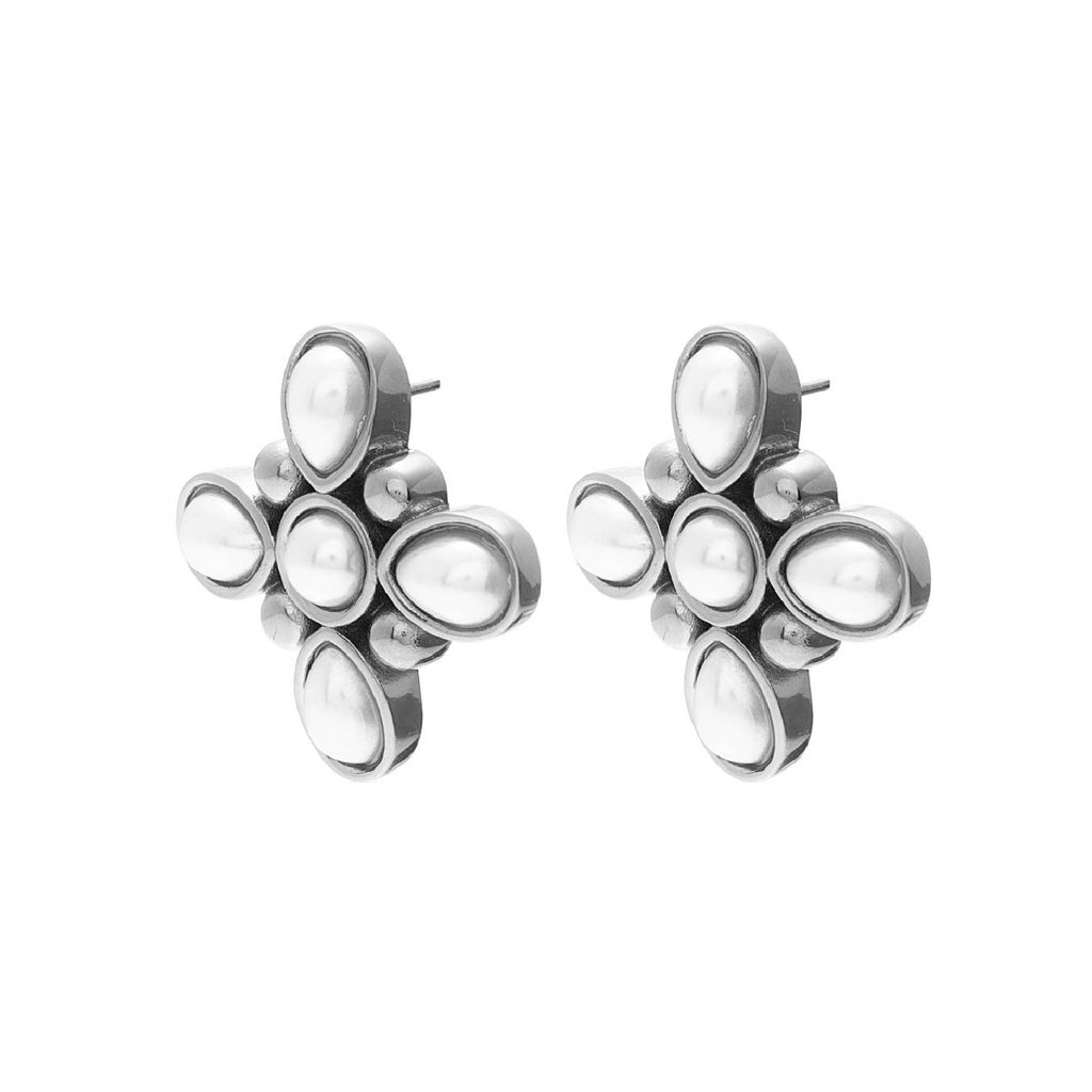 Silk & Steel Jewellery Silver Soleil Statement Earrings with Faux Pearls