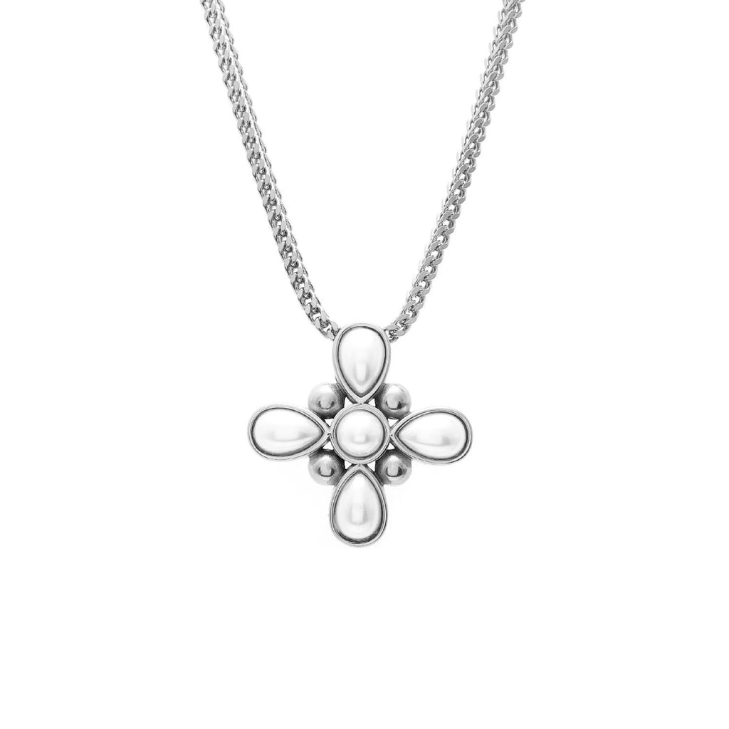 Silk & Steel Jewellery Silver Soleil Necklace Detachable Brooch with Faux Pearls