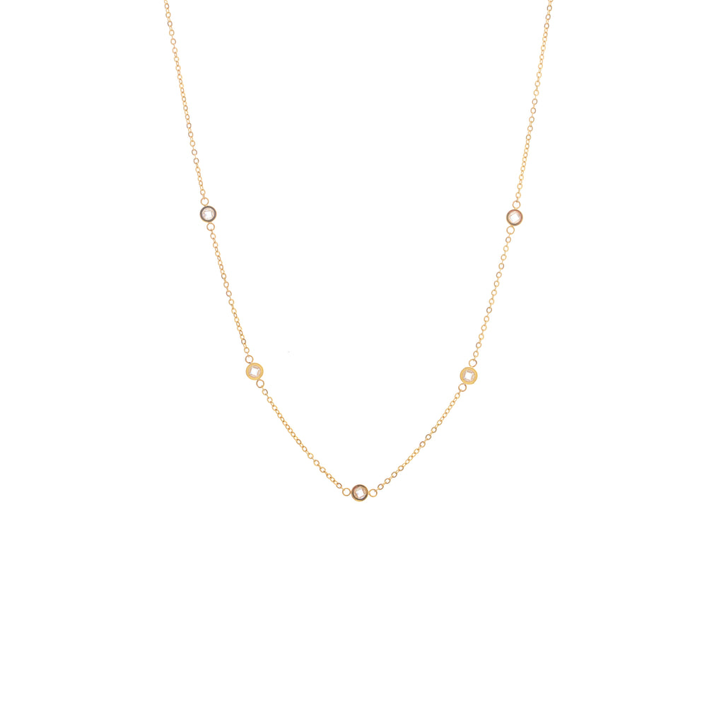 Silk & Steel Solstice Necklace in 14k gold-plated stainless steel with cubic zirconias.