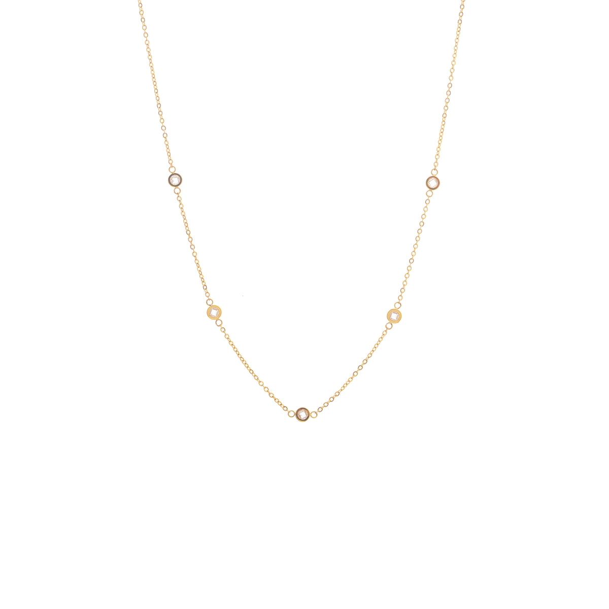 Silk & Steel Solstice Necklace in 14k gold-plated stainless steel with cubic zirconias.