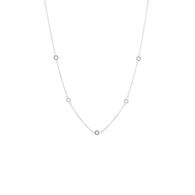Silk & Steel Solstice Necklace in rhodium-plated stainless steel with cubic zirconias.