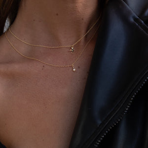 Silk & Steel Jewellery Superfine Talisman Petite Star Necklace White Topaz + Gold