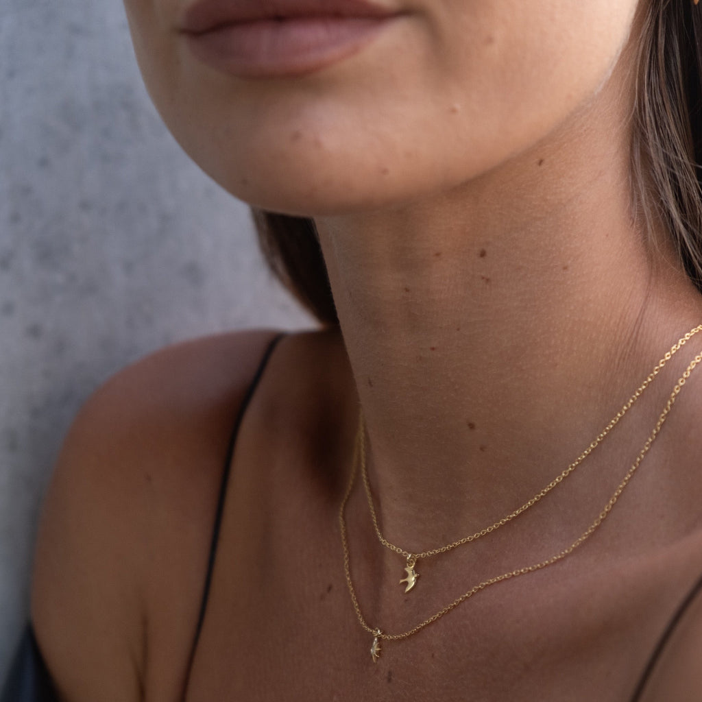 Silk & Steel Jewellery Superfine Talisman Petite Star Necklace White Topaz + Gold