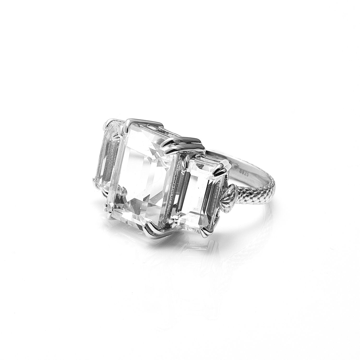 Silk & Steel Temptation Ring Sterling Silver with Clear Crystal