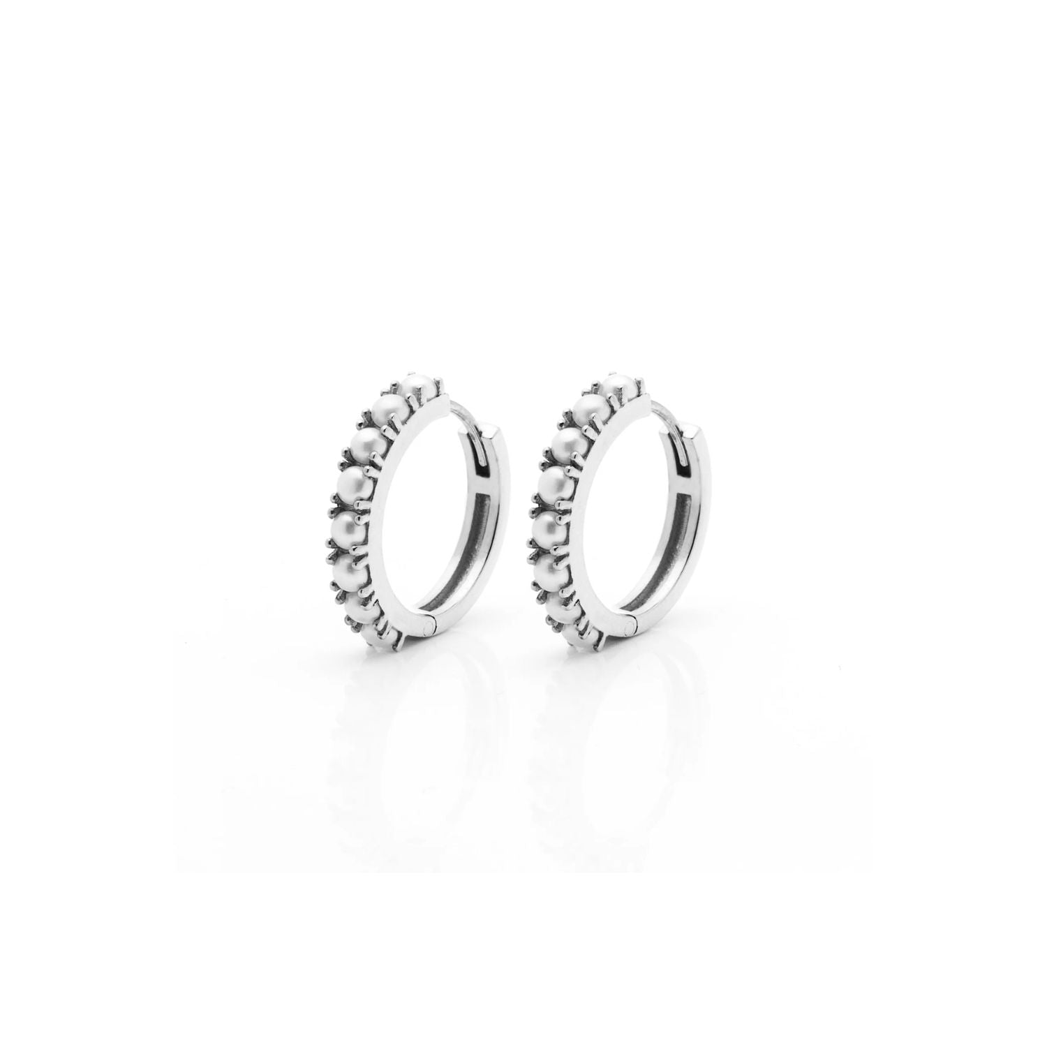 Silk & Steel Jewellery Venus Sleepers Pearl + Silver