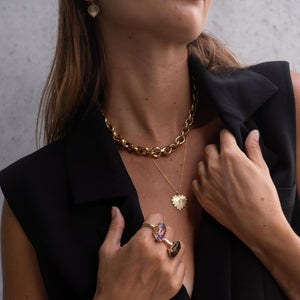 Silk & Steel Jewellery Heart of Love Talisman Earrings Gold Rose Quartz