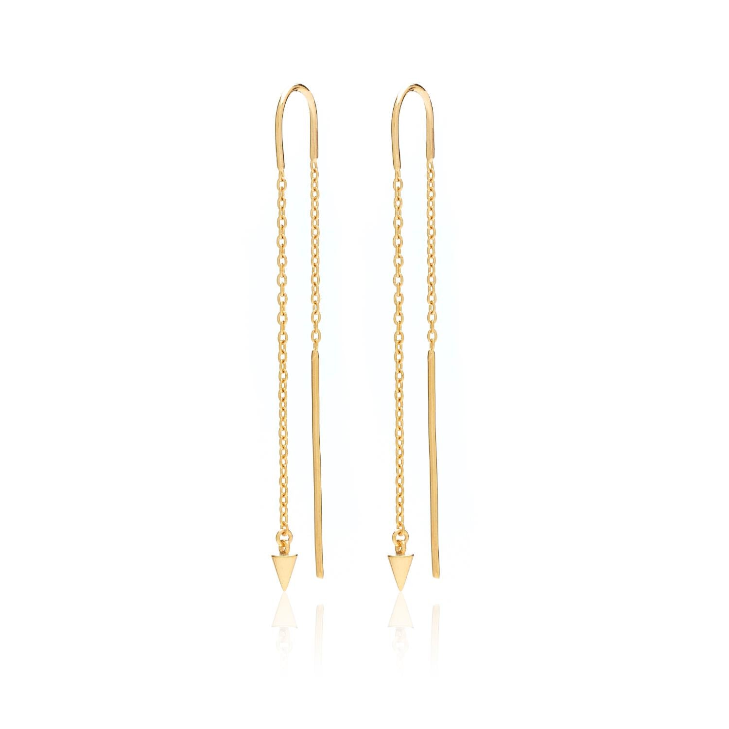 Silk & Steel Jewellery Superfine Spike Thread Earrings Gold