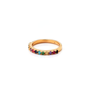 Silk & Steel Kaleidoscope ring - multi-coloured gemstones + gold