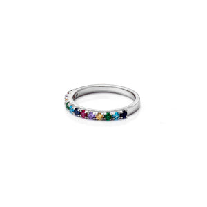 Silk & Steel Kaleidoscope Ring- multi-coloured gemstones + Silver