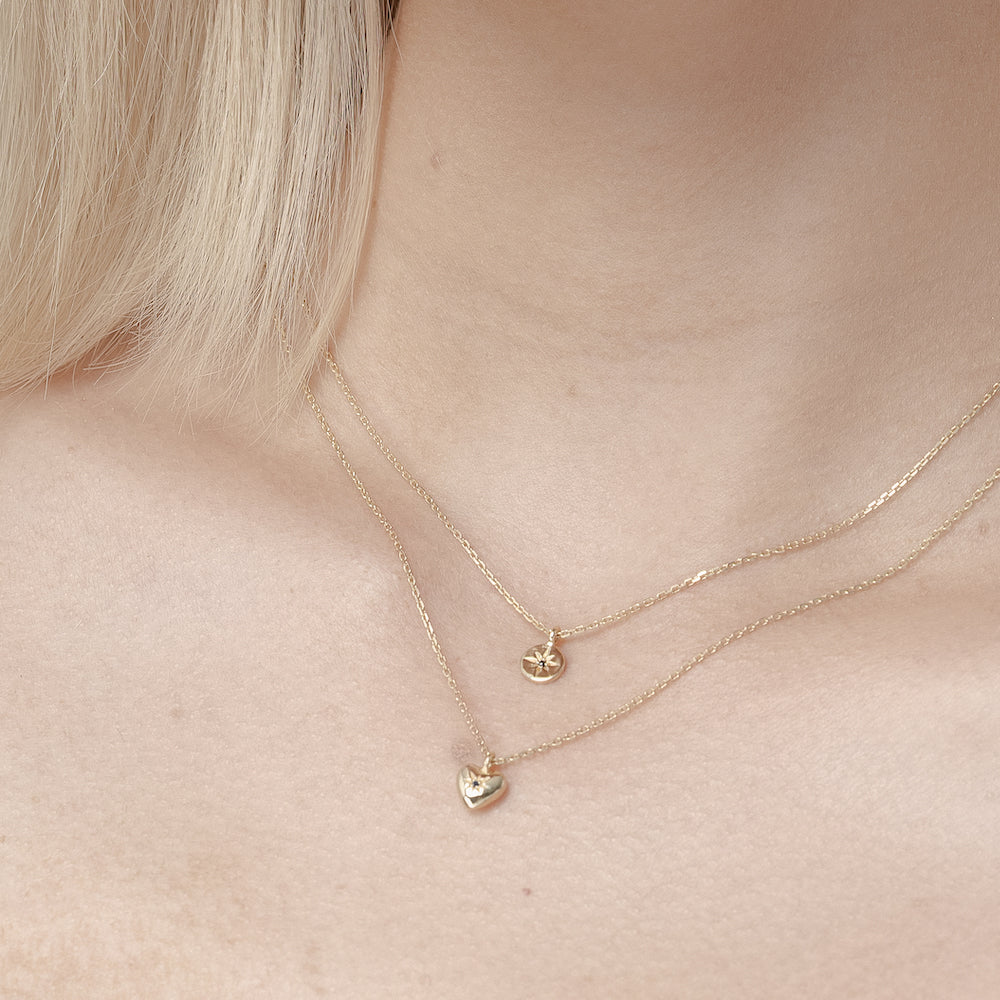 Petite North Star Necklace Black Diamond + Gold