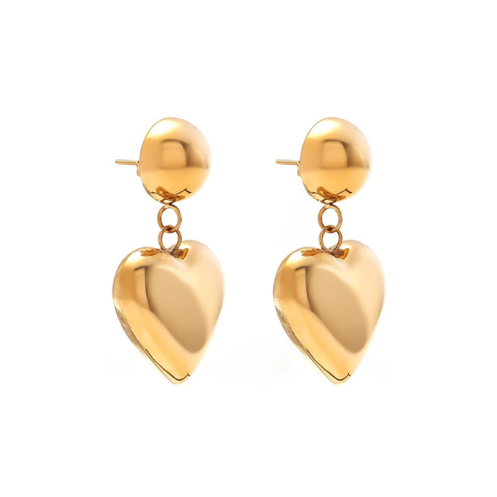 Silk & Steel Cupid drop earrings in 14k gold-plated stainless steel.
