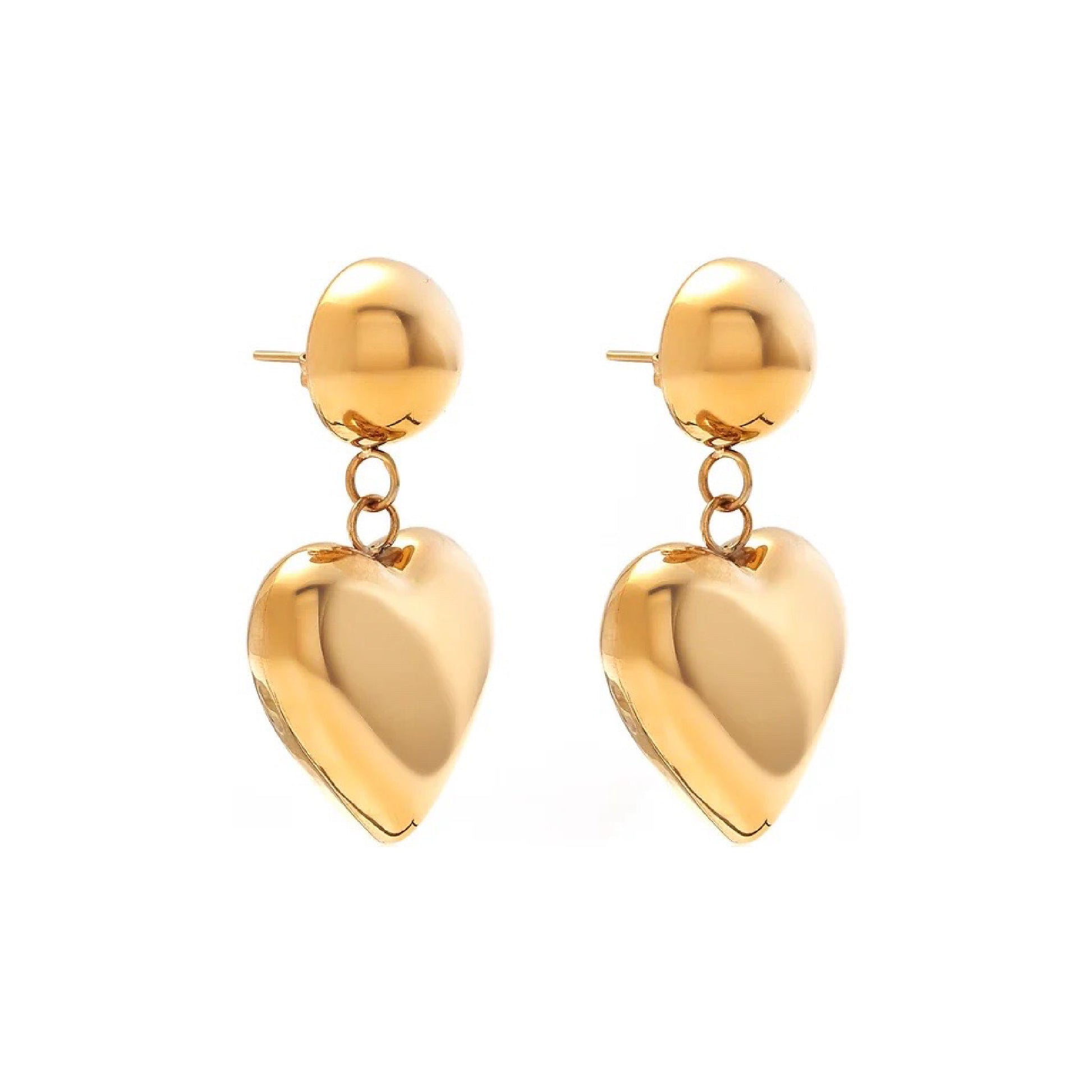 Silk & Steel Cupid drop earrings in 14k gold-plated stainless steel.