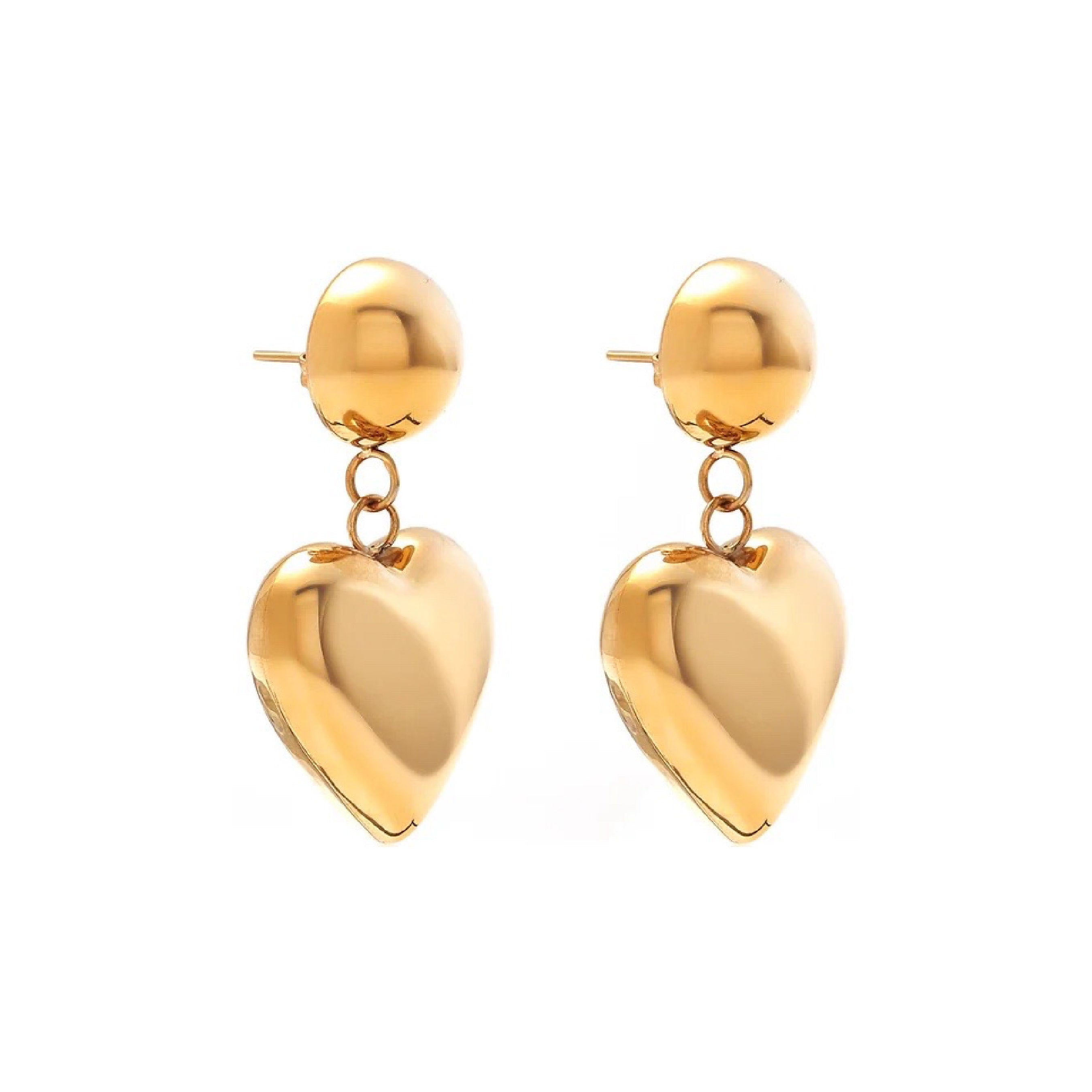 Silk & Steel Cupid drop earrings in 14k gold-plated stainless steel.