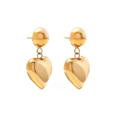 Silk & Steel Cupid drop earrings in 14k gold-plated stainless steel.