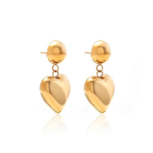 Silk & Steel Cupid drop earrings in 14k gold-plated stainless steel.