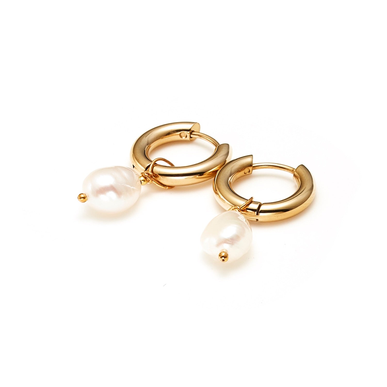 Allure Hoop Earrings in 14k gold-plated stainless steel with freshwater pearls