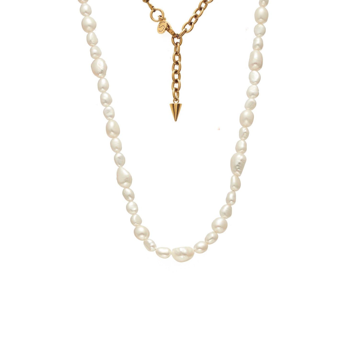 Allure Necklace in 14k gold-plated stainless steel with freshwater pearls | Silk & Steel Jewellery