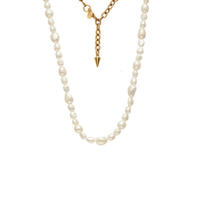 Allure Necklace in 14k gold-plated stainless steel with freshwater pearls | Silk & Steel Jewellery