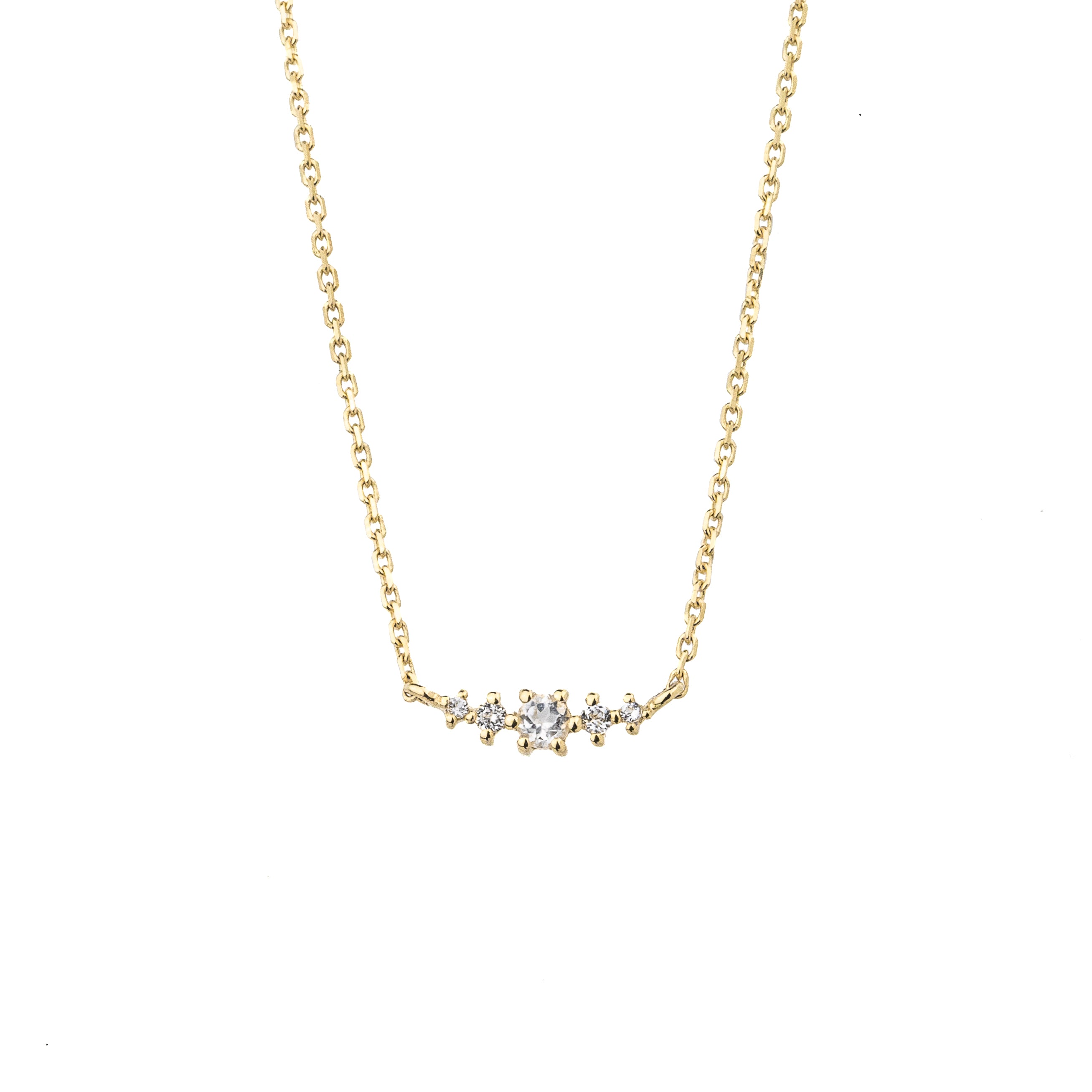 White Topaz April October Birthstone Necklace | 14k gold-plated Sterling Silver | Silk & Steel Jewellery