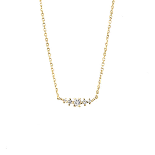 White Topaz April October Birthstone Necklace | 14k gold-plated Sterling Silver | Silk & Steel Jewellery