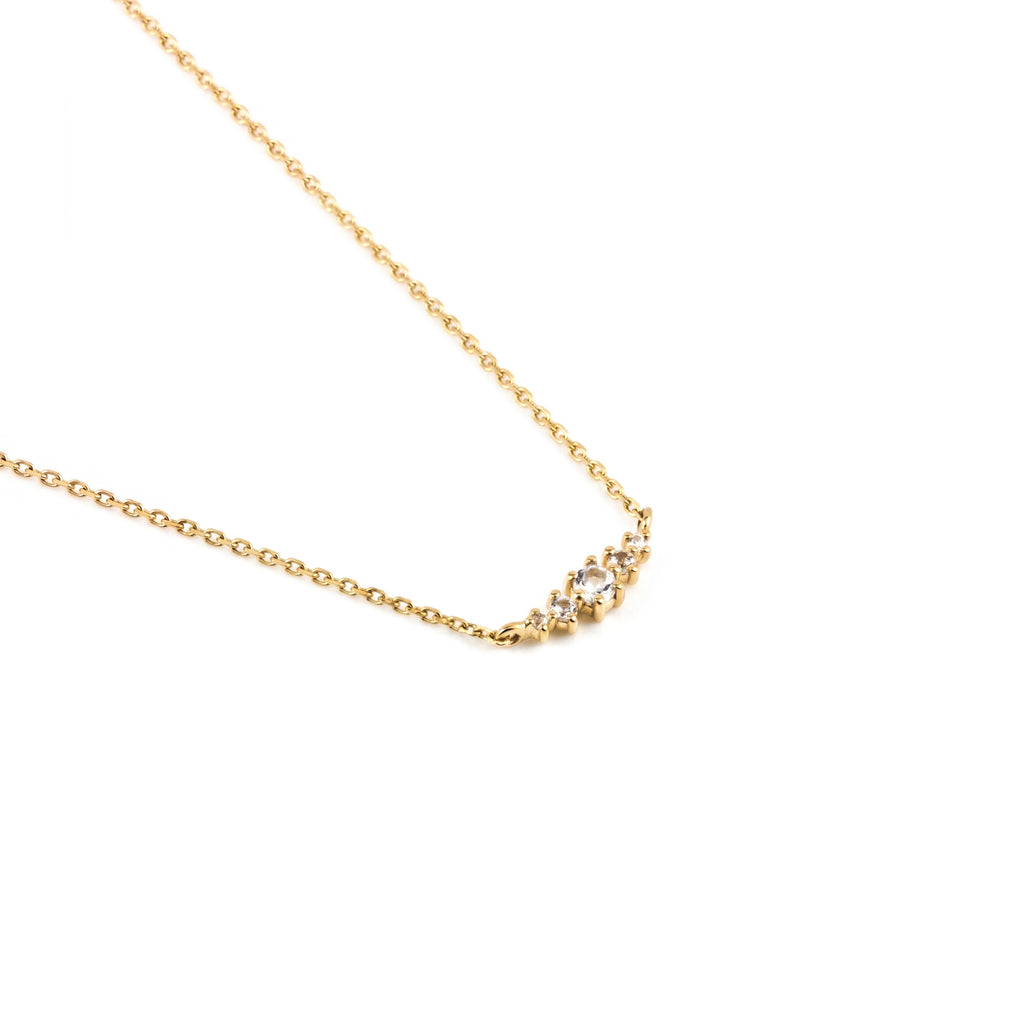 White Topaz April October Birthstone Necklace | 14k gold-plated Sterling Silver | Silk & Steel Jewellery