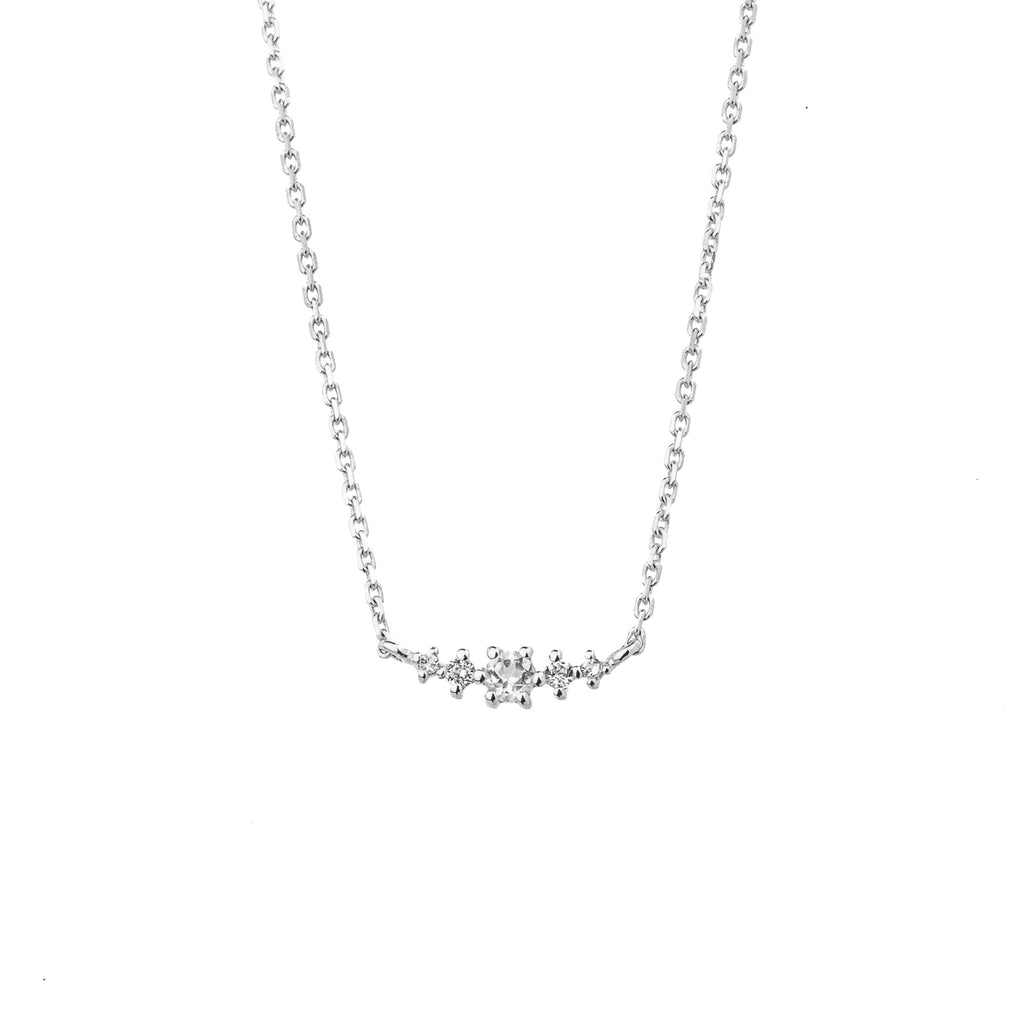 White Topaz April October Birthstone Necklace | Rhodium-plated Sterling Silver | Silk & Steel Jewellery