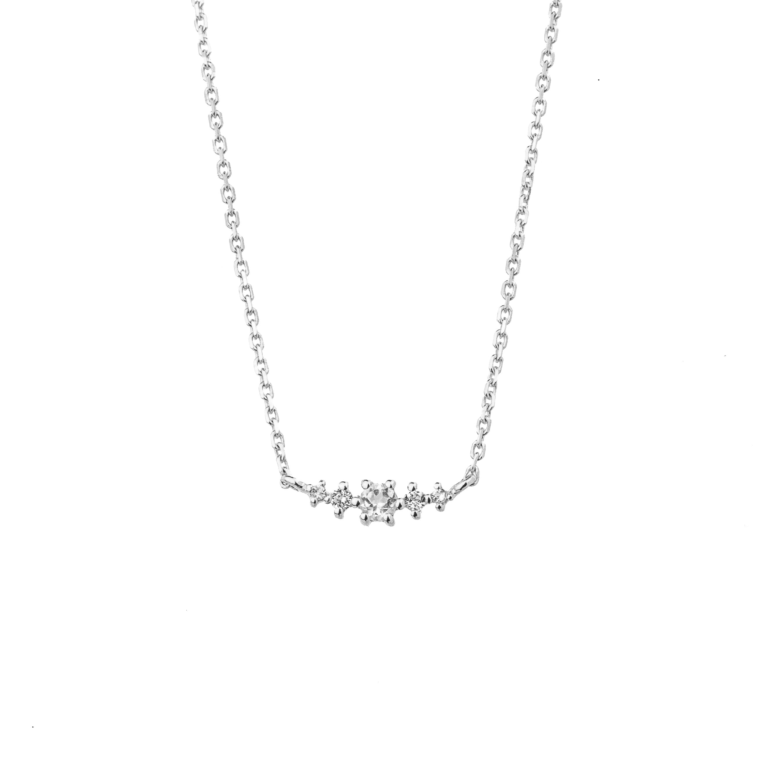 White Topaz April October Birthstone Necklace | Rhodium-plated Sterling Silver | Silk & Steel Jewellery