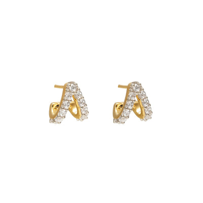 Aria Double Hoop earrings in 14k gold-plated sterling silver with Cubic Zirconias | Silk & Steel Jewellery