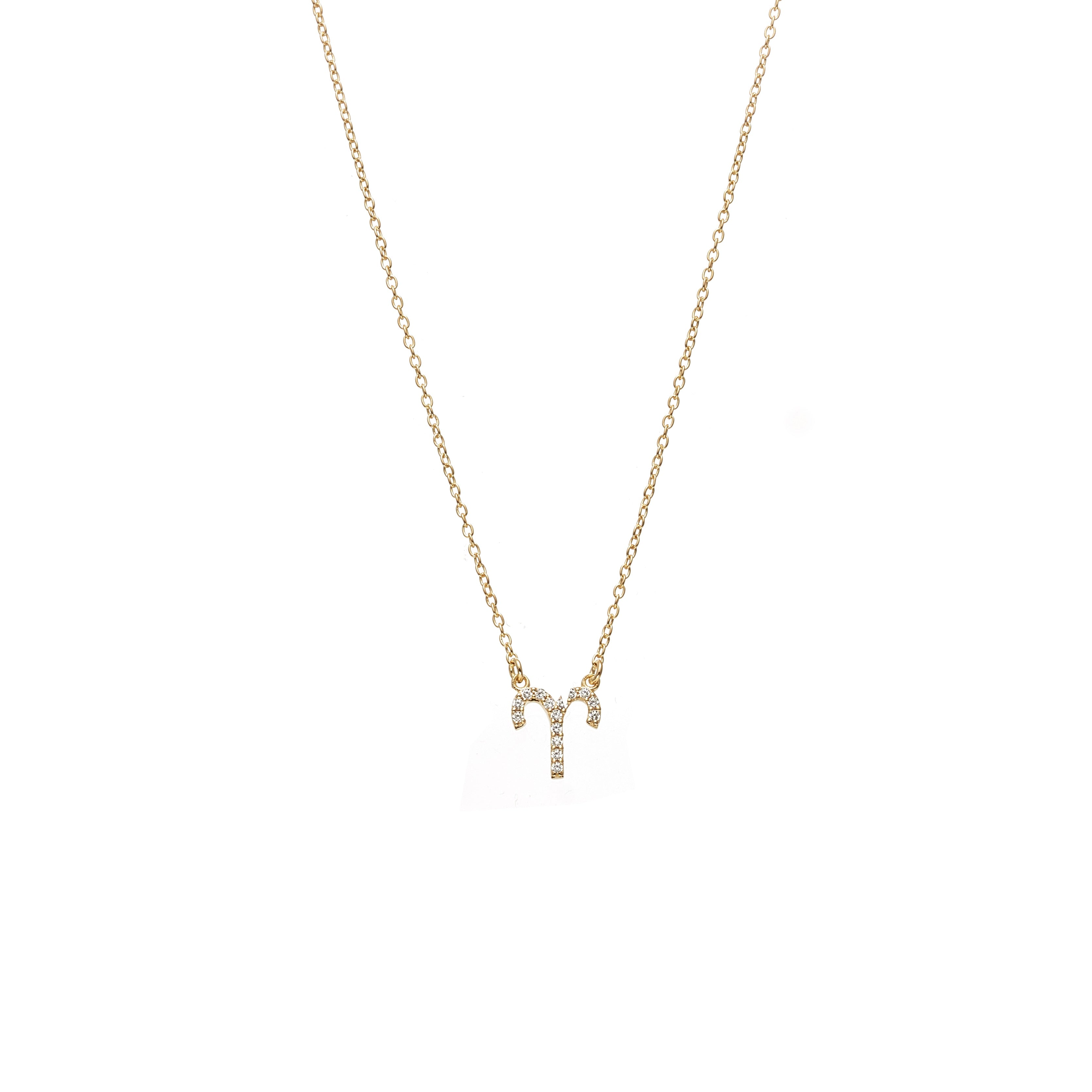 Silk & Steel Jewellery Aries Star Sign Pendant Necklace in 14k gold-plated Sterling Silver with Cubic Zirconias