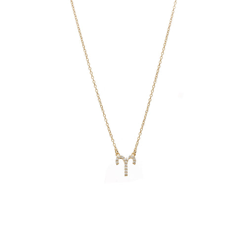 Silk & Steel Jewellery Aries Star Sign Pendant Necklace in 14k gold-plated Sterling Silver with Cubic Zirconias