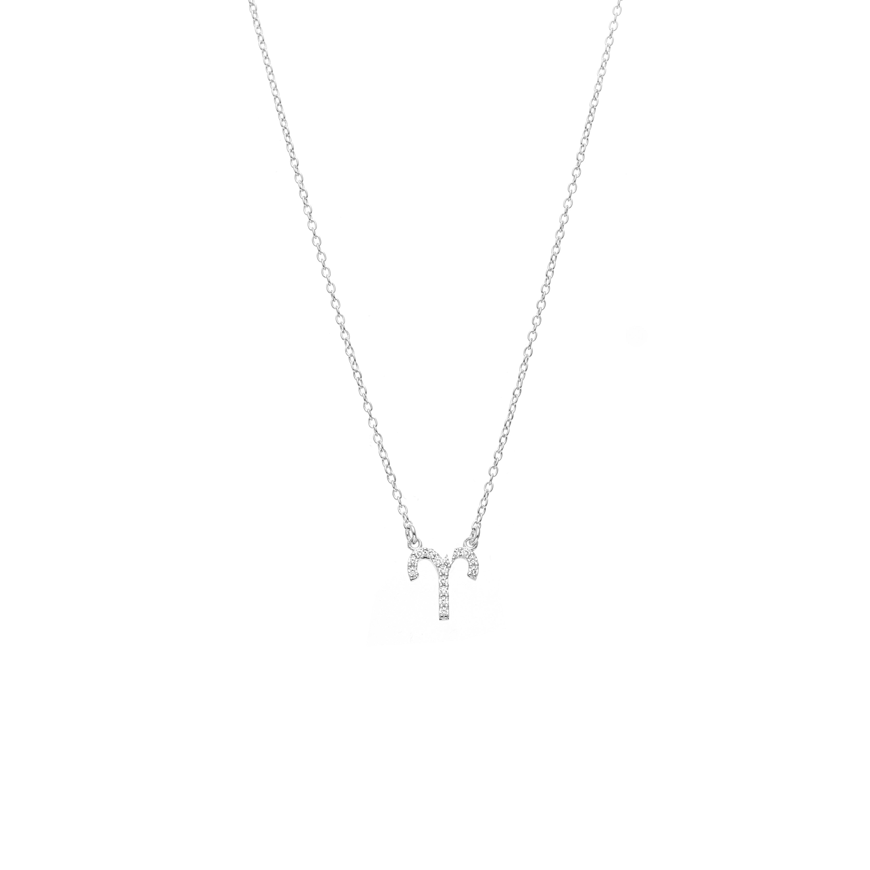 Silk & Steel Jewellery Aries Star Sign Pendant Necklace in Sterling Silver with Cubic Zirconias
