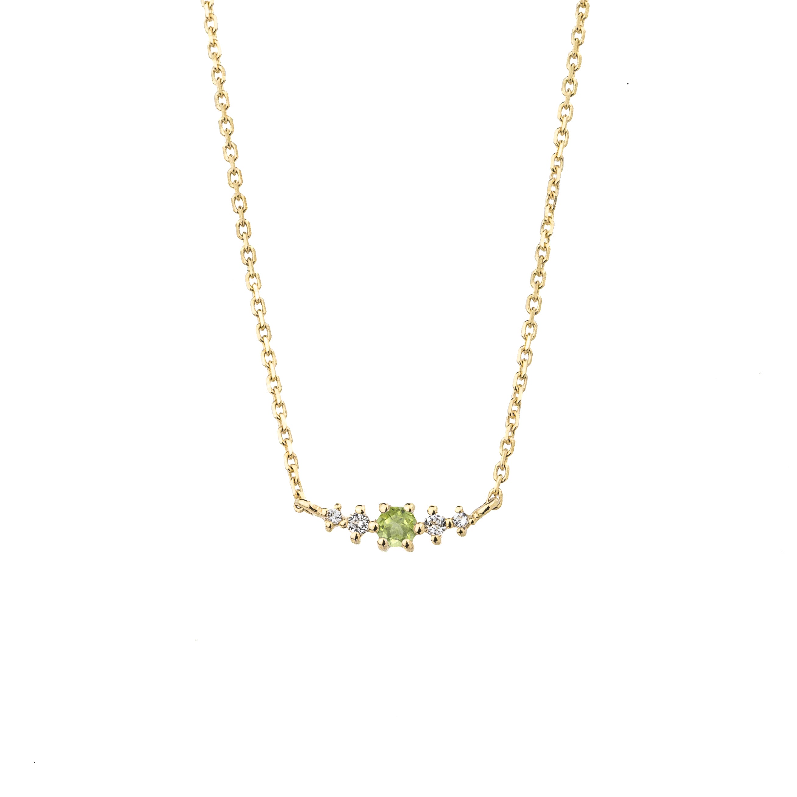 Peridot August Birthstone Necklace | 14k gold-plated Sterling Silver | Silk & Steel Jewellery