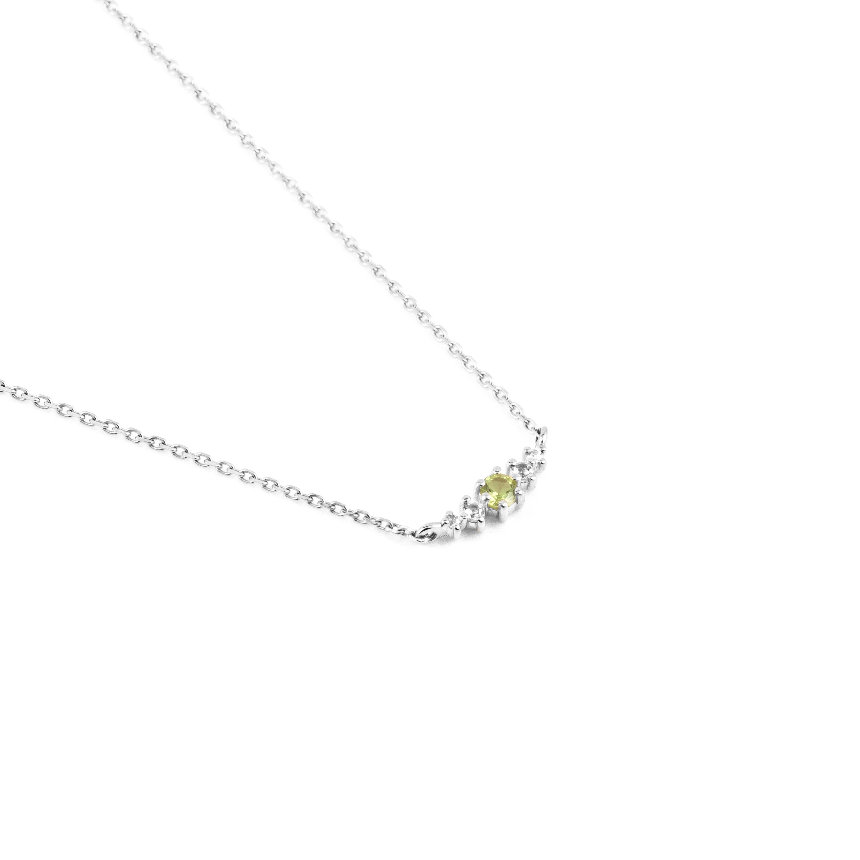 Peridot August Birthstone Necklace | Rhodium-plated Sterling Silver | Silk & Steel Jewellery