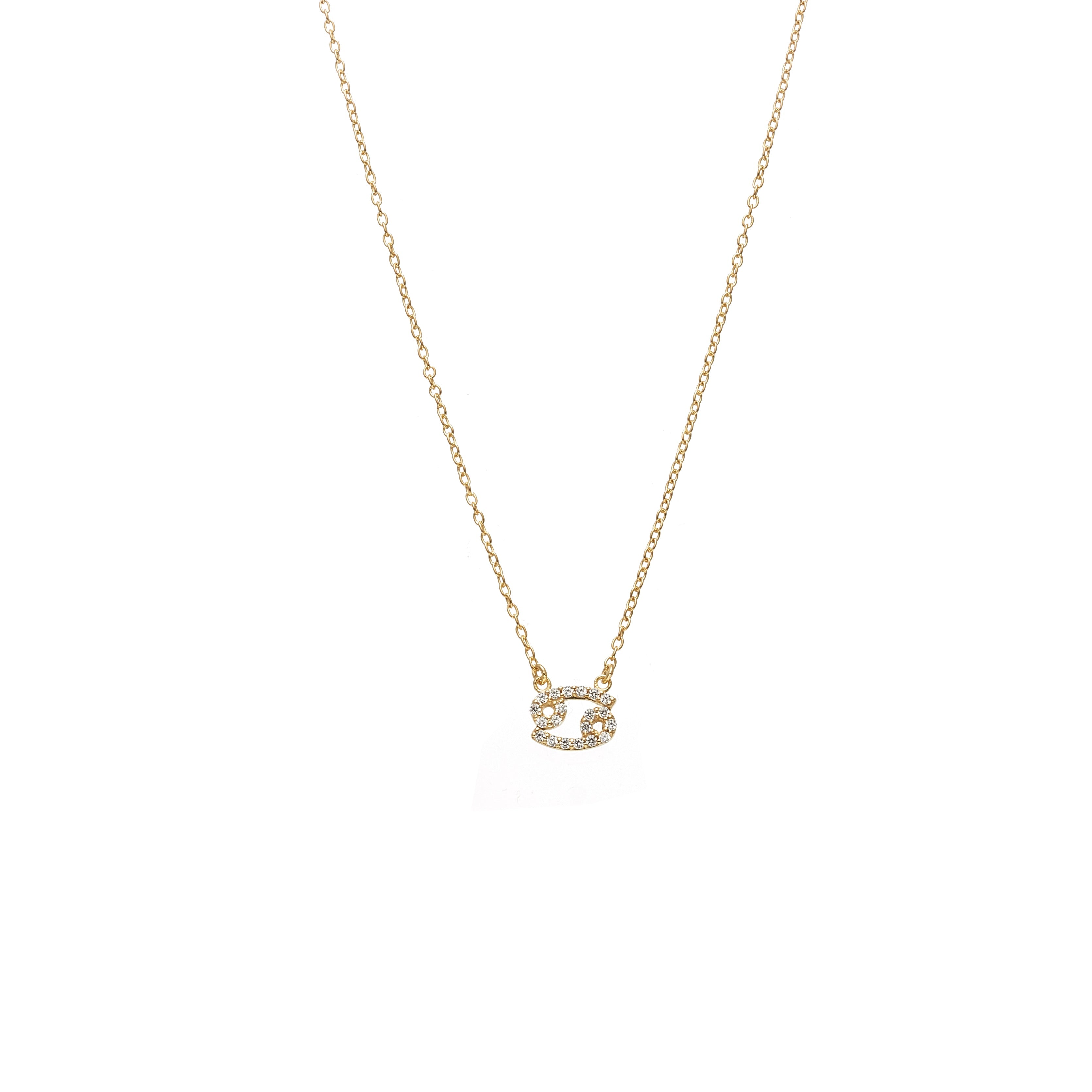 Silk & Steel Jewellery Cancer Star Sign Pendant Necklace in 14k gold-plated Sterling Silver with Cubic Zirconias