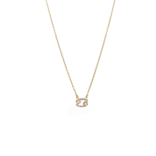 Silk & Steel Jewellery Cancer Star Sign Pendant Necklace in 14k gold-plated Sterling Silver with Cubic Zirconias