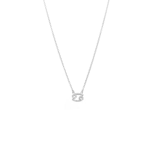 Silk & Steel Jewellery Cancer Star Sign Pendant Necklace in Sterling Silver with Cubic Zirconias